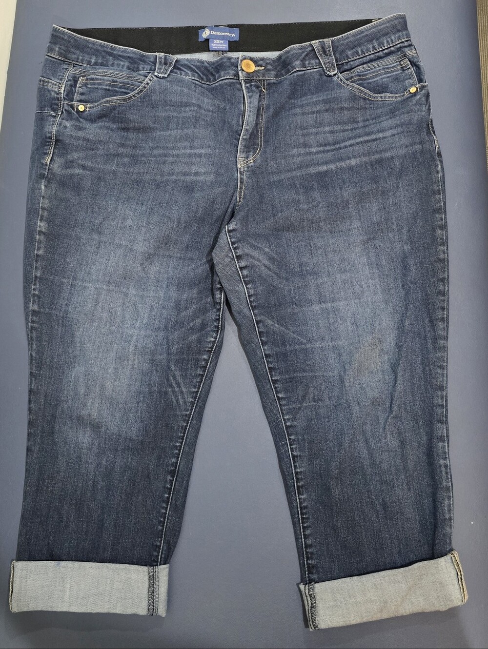Democracy Ab Solution Cuffed Capri Jeans Women’s 22W Dark Wash Stretch